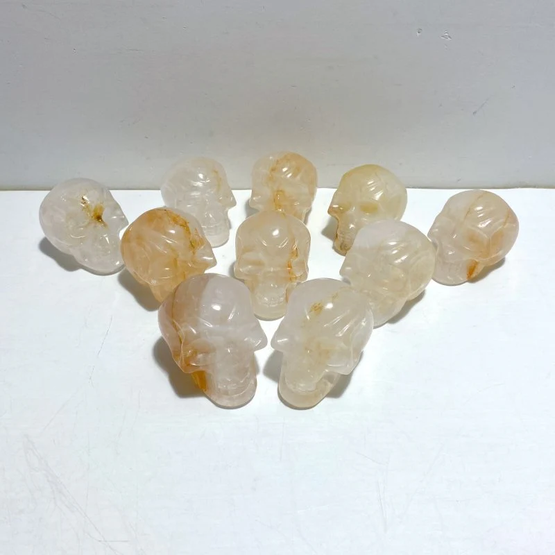 10 Pieces Hematoid Quartz Golden Fire Quartz Skull Carving