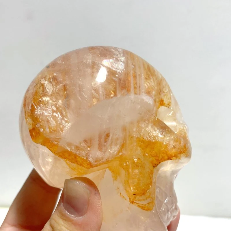 10 Pieces Hematoid Quartz Golden Fire Quartz Skull Carving - Image 4