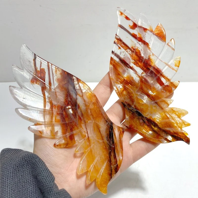 Fire Quartz Angel Wing Carving With Stand - Image 2