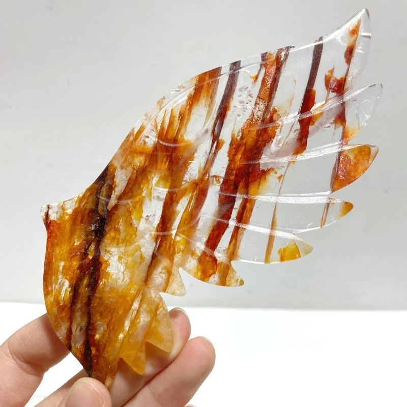 Fire Quartz Angel Wing Carving With Stand - Image 4