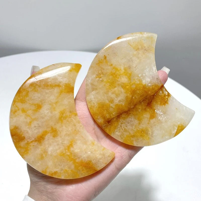 Golden Hematoid Quartz Moon Carving Fire Quartz Wholesale - Image 4