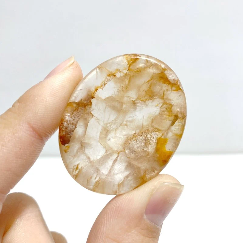 Golden Hematoid Quartz Fire Quartz Worry Stone Wholesale