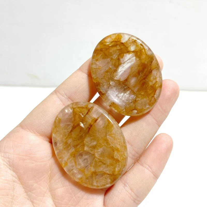 Golden Hematoid Quartz Fire Quartz Worry Stone Wholesale - Image 3