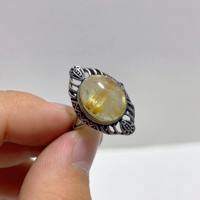 17 Pieces Golden Rutile Quartz Different Styles Ring - Image 2
