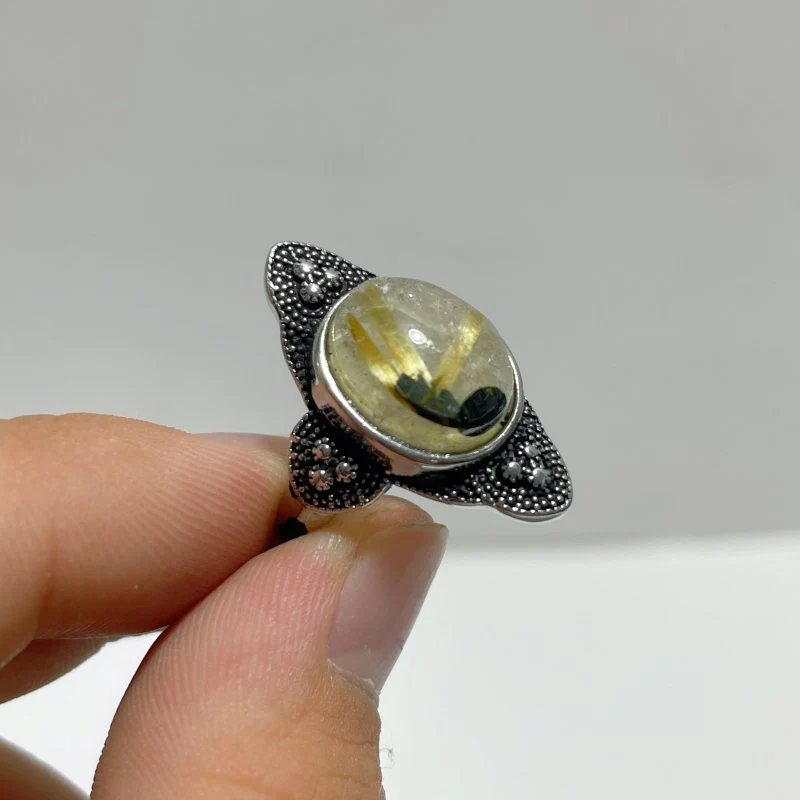 17 Pieces Golden Rutile Quartz Different Styles Ring - Image 4