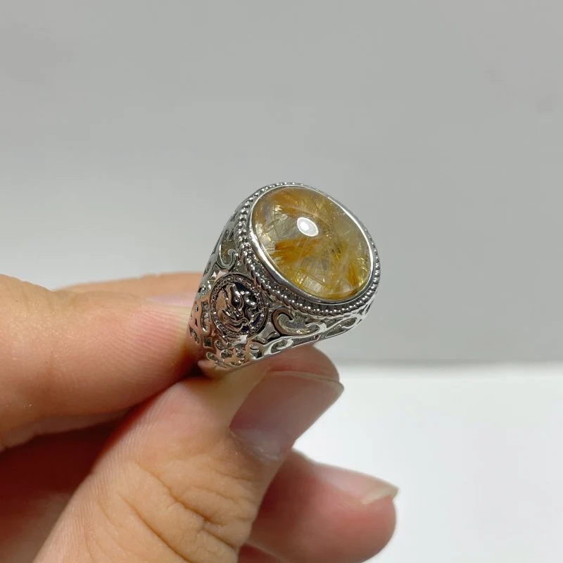 17 Pieces Golden Rutile Quartz Different Styles Ring - Image 7