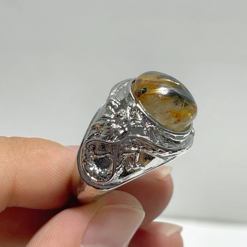 17 Pieces Golden Rutile Quartz Different Styles Ring - Image 8