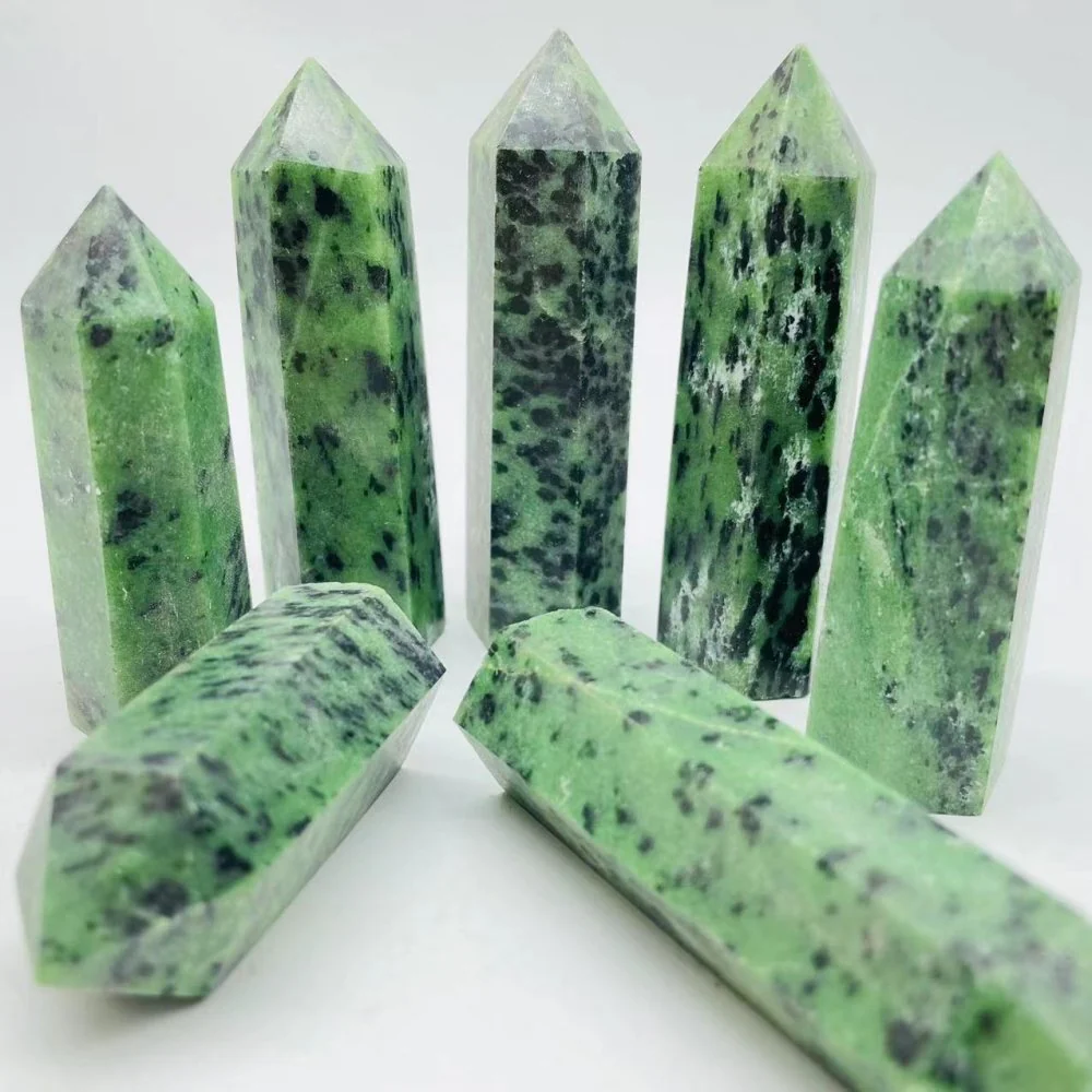 Grade-B Green Zoisite Quartz Point Tower Wholesale - Image 2