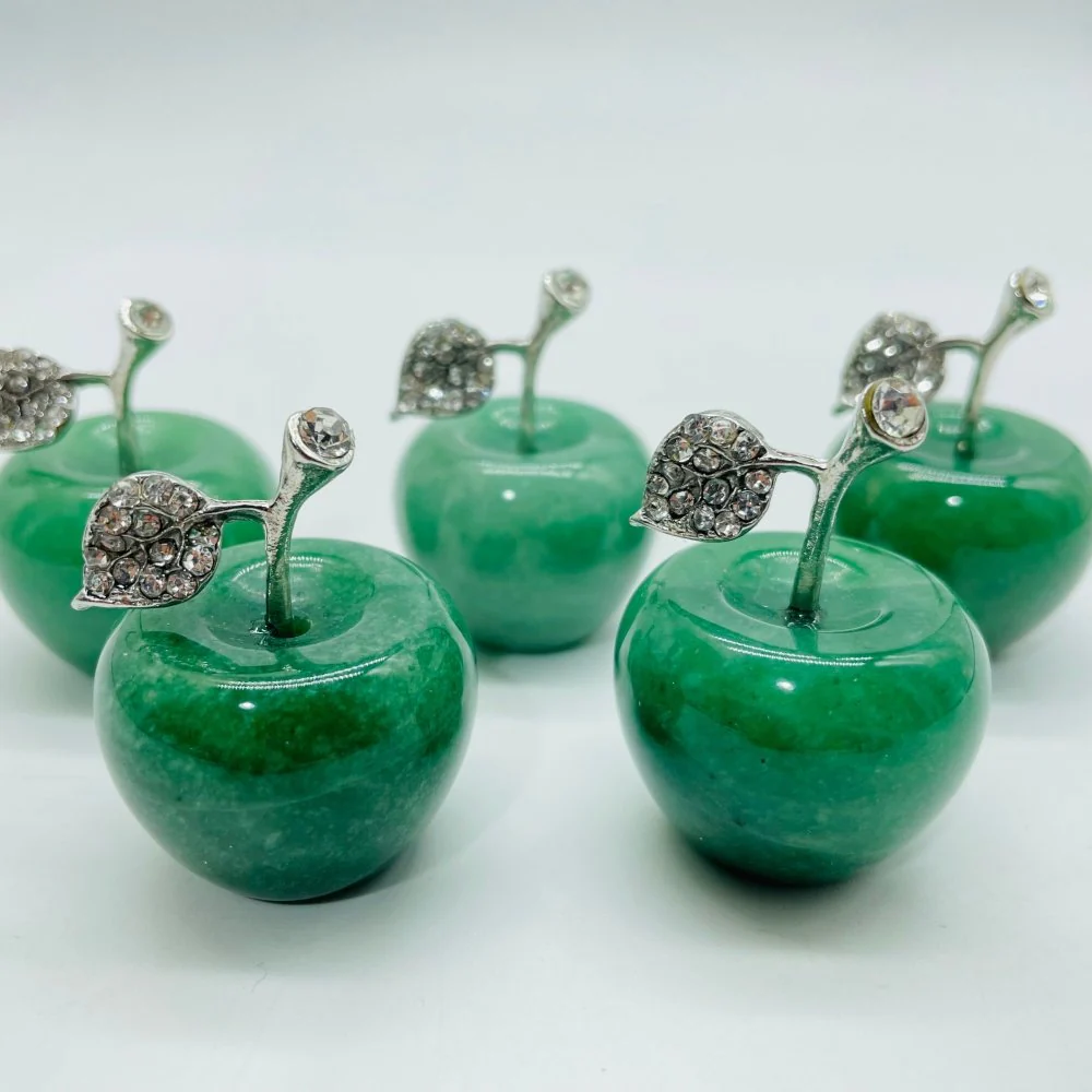 Green Aventurine Apple Carving Wholesale - Image 2