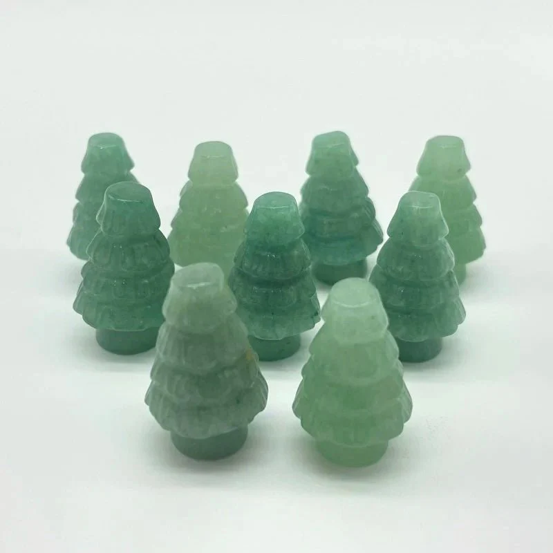 Green Aventurine Christmas Tree Carving Wholesale - Image 2