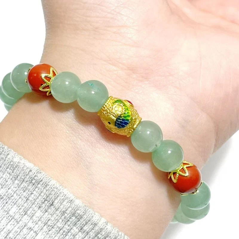 Green Aventurine Cinnabar DIY Bracelet Wholesale Original Design - Image 2