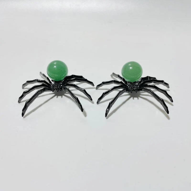 Green Aventurine Crystal Sphere Spider Ornament Handmade Alloy Spider DIY Wholesale - Image 4