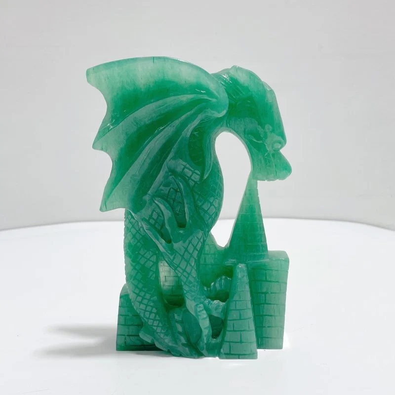 Green Aventurine Dragon Castle Carving