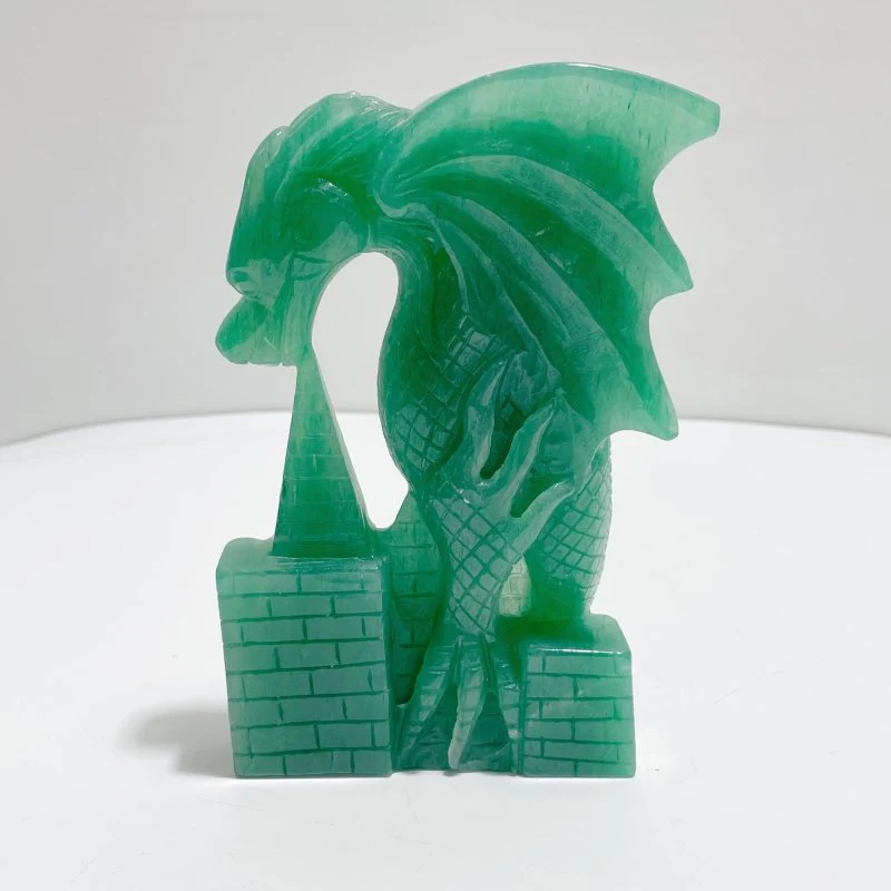 Green Aventurine Dragon Castle Carving - Image 2