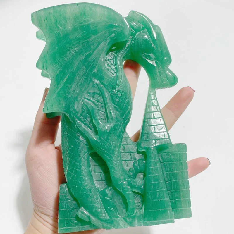 Green Aventurine Dragon Castle Carving - Image 5