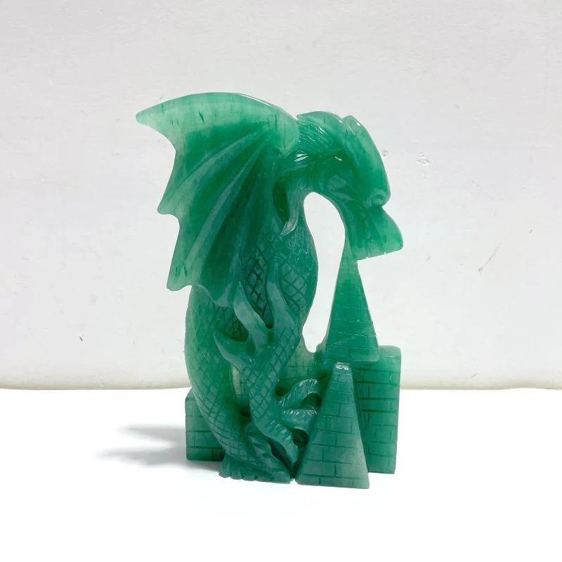 Unique Green Aventurine Flying Dragon Castle Carving #2 - Image 3