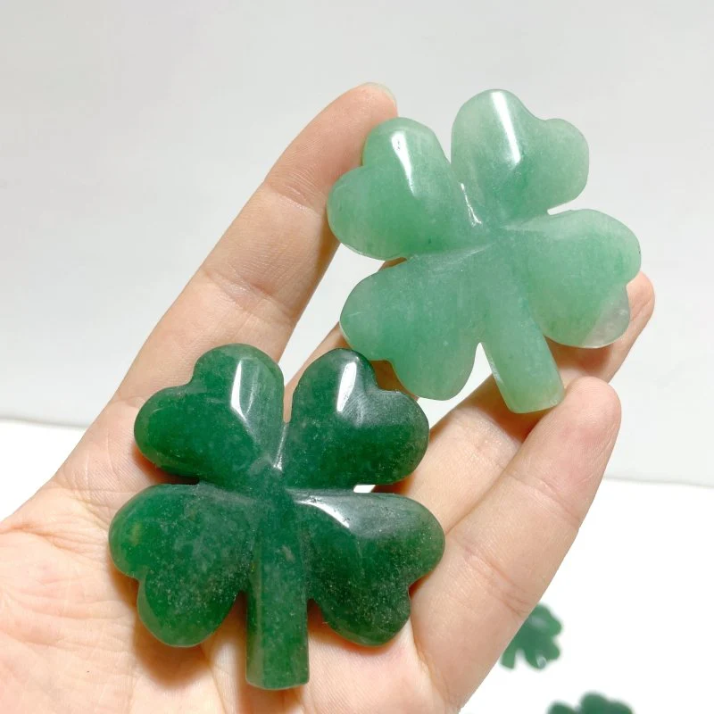 Green Aventurine Four Leaf Clover Carving Wholesale - Image 5