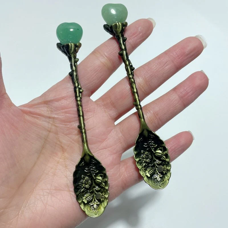 Green Aventurine Mini Heart Coffee Spoon Wholesale - Image 3