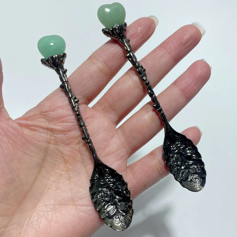 Green Aventurine Mini Heart Coffee Spoon Wholesale - Image 4