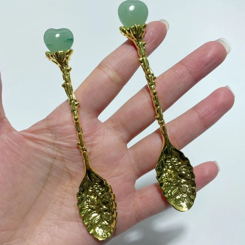 Green Aventurine Mini Heart Coffee Spoon Wholesale - Image 5