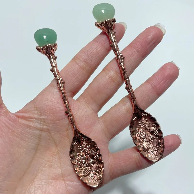 Green Aventurine Mini Heart Coffee Spoon Wholesale - Image 6