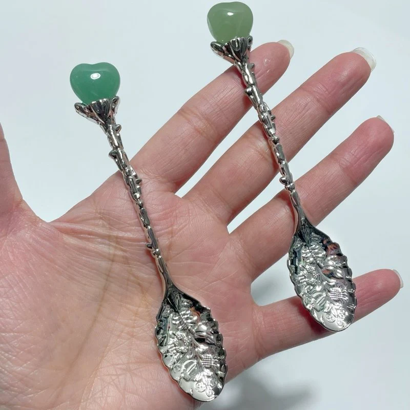 Green Aventurine Mini Heart Coffee Spoon Wholesale - Image 7