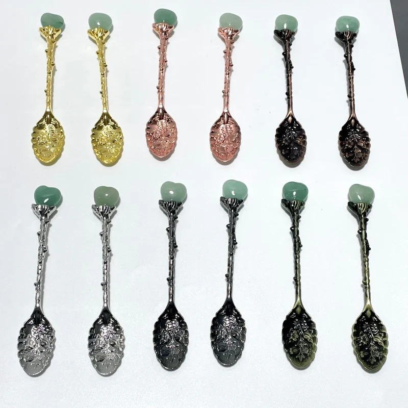 Green Aventurine Mini Heart Coffee Spoon Wholesale - Image 9