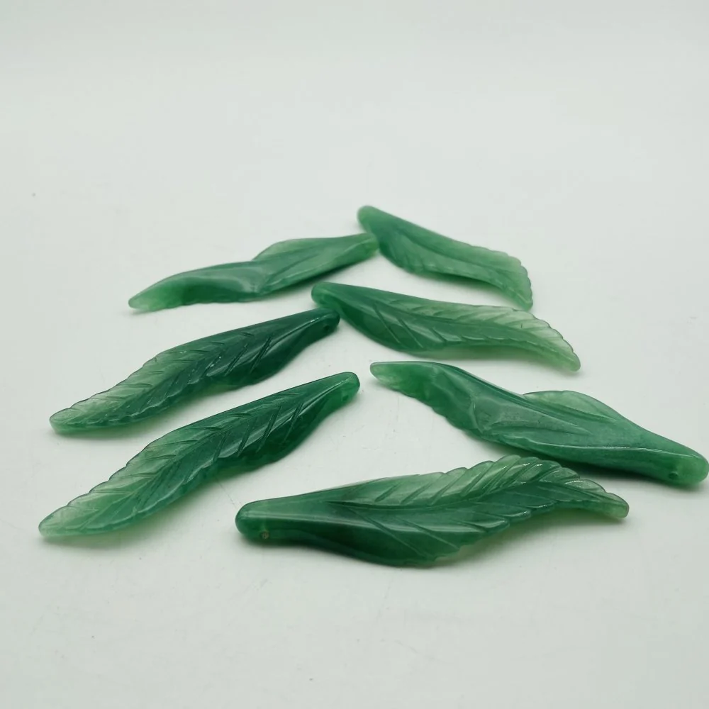 Green Aventurine Angel Feather Carving Pendant Wholesale - Image 2