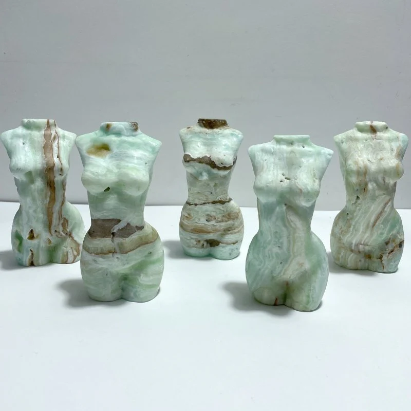 5 Pieces Green Calcite Goddess Carving