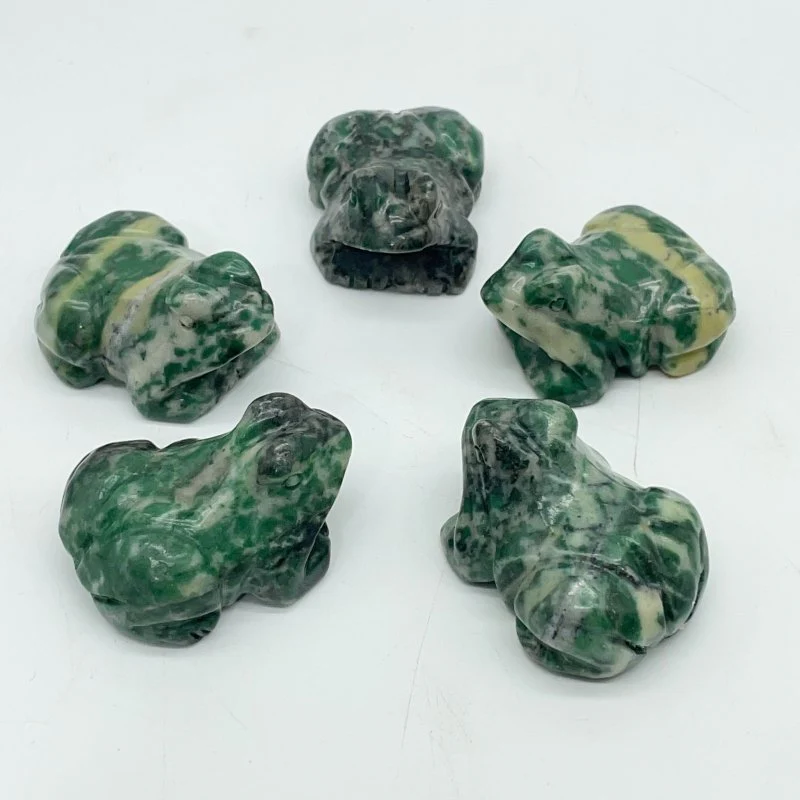 Green Dot Stone Frog Carving Animals Wholesale