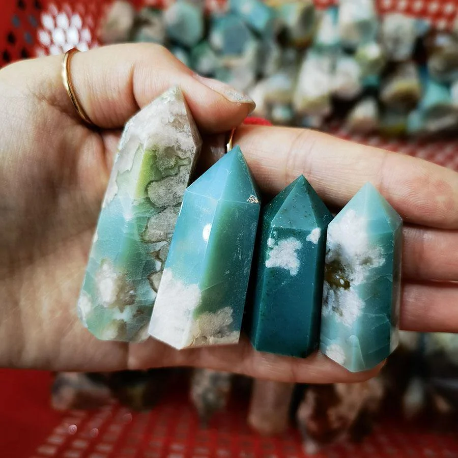 Green Sakura Agate Tower Point Wholesale - Image 6