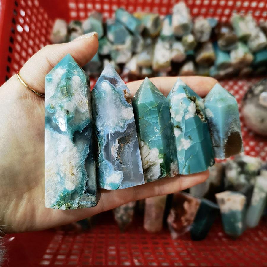 Green Sakura Agate Tower Point Wholesale - Image 7