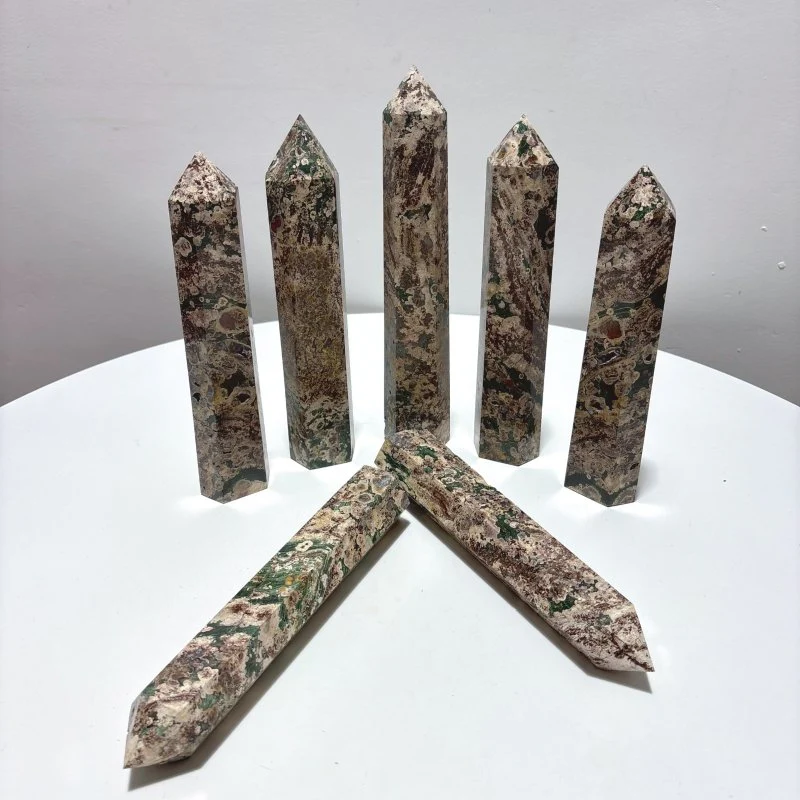 Large Green Flower Jasper Points Tower Wholesale