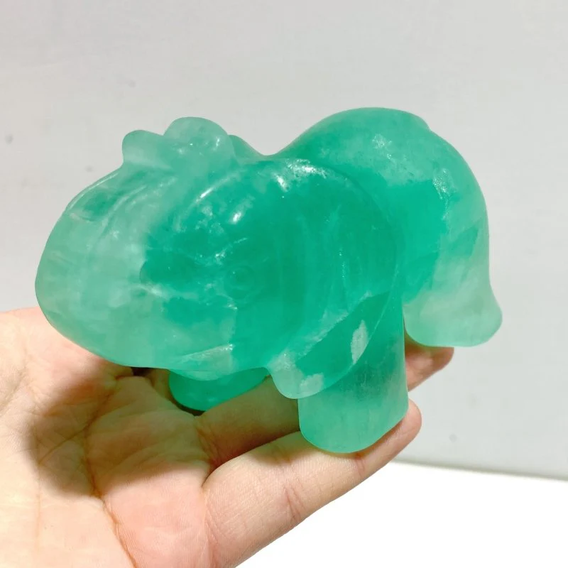6 Pieces Green Fluorite Elephant Carving - Image 2
