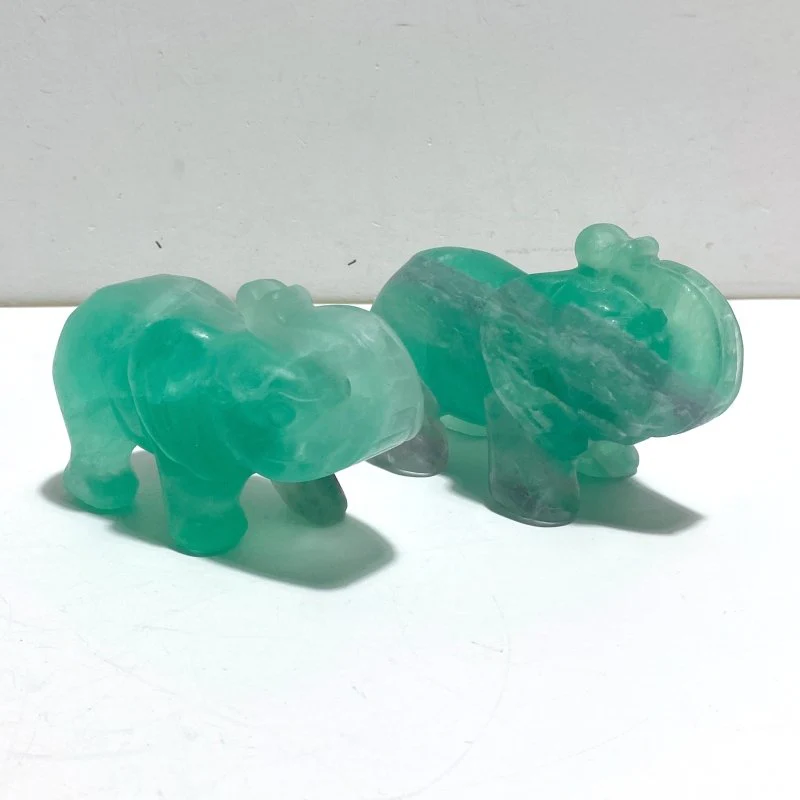 6 Pieces Green Fluorite Elephant Carving - Image 3