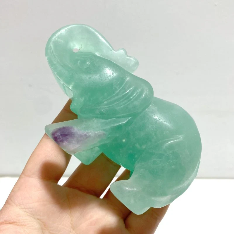 6 Pieces Green Fluorite Elephant Carving - Image 4