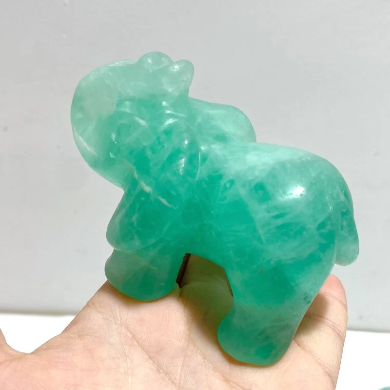 6 Pieces Green Fluorite Elephant Carving - Image 5