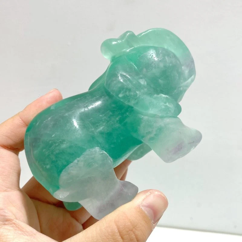 6 Pieces Green Fluorite Elephant Carving - Image 7