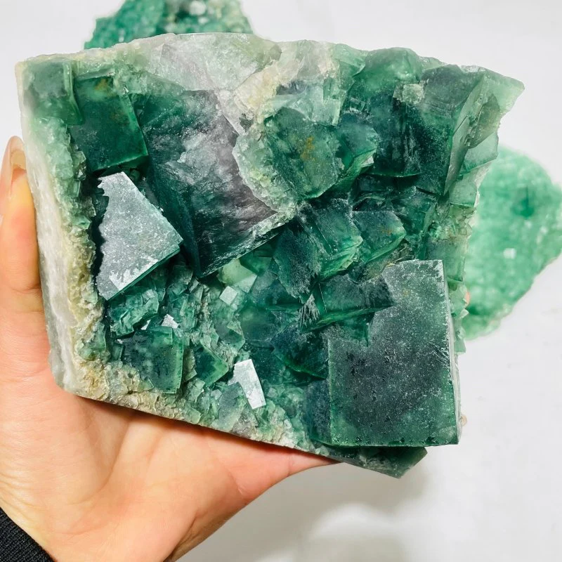 5 Pieces Large Green Fluorite Specimen Cubic Raw Stone - Image 2