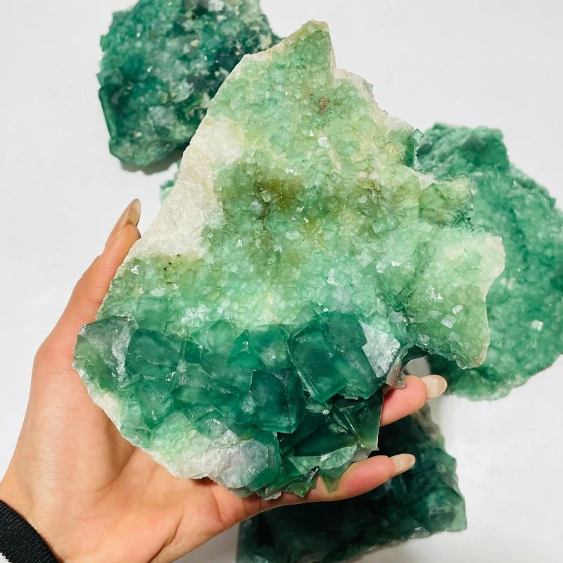 5 Pieces Large Green Fluorite Specimen Cubic Raw Stone - Image 6