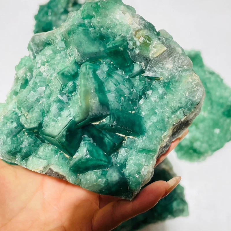 5 Pieces Large Green Fluorite Specimen Cubic Raw Stone - Image 7