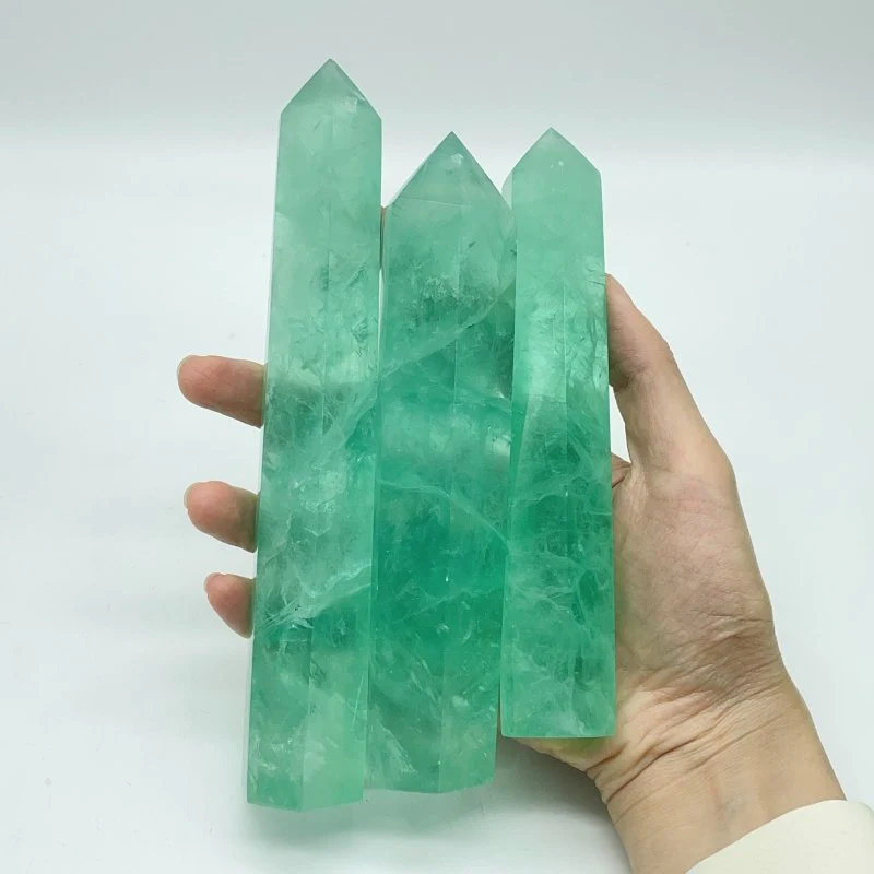 Clear Green Fluorite Tower Points Wholesale 5.5-8.6in(14-22cm) - Image 3