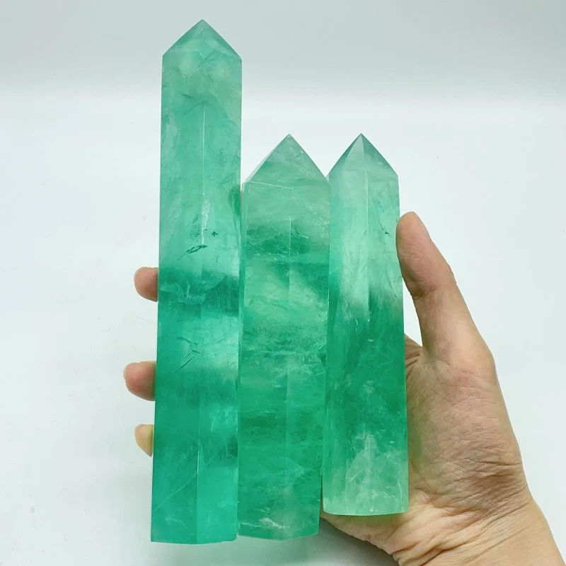 Clear Green Fluorite Tower Points Wholesale 5.5-8.6in(14-22cm) - Image 4