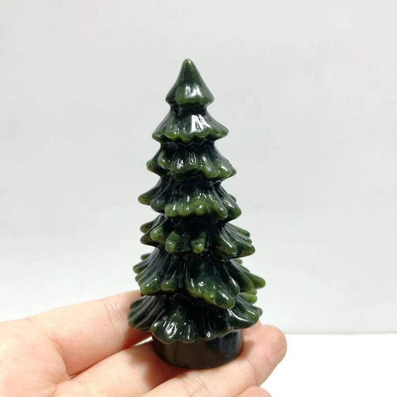 Green Jade Christmas Tree Carving Wholesale - Image 4