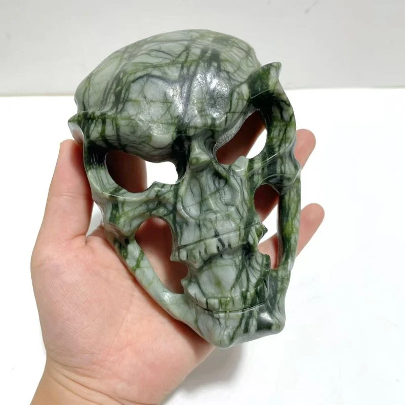 Green Jade Skull Large Mask Carving Wholesale - Image 2