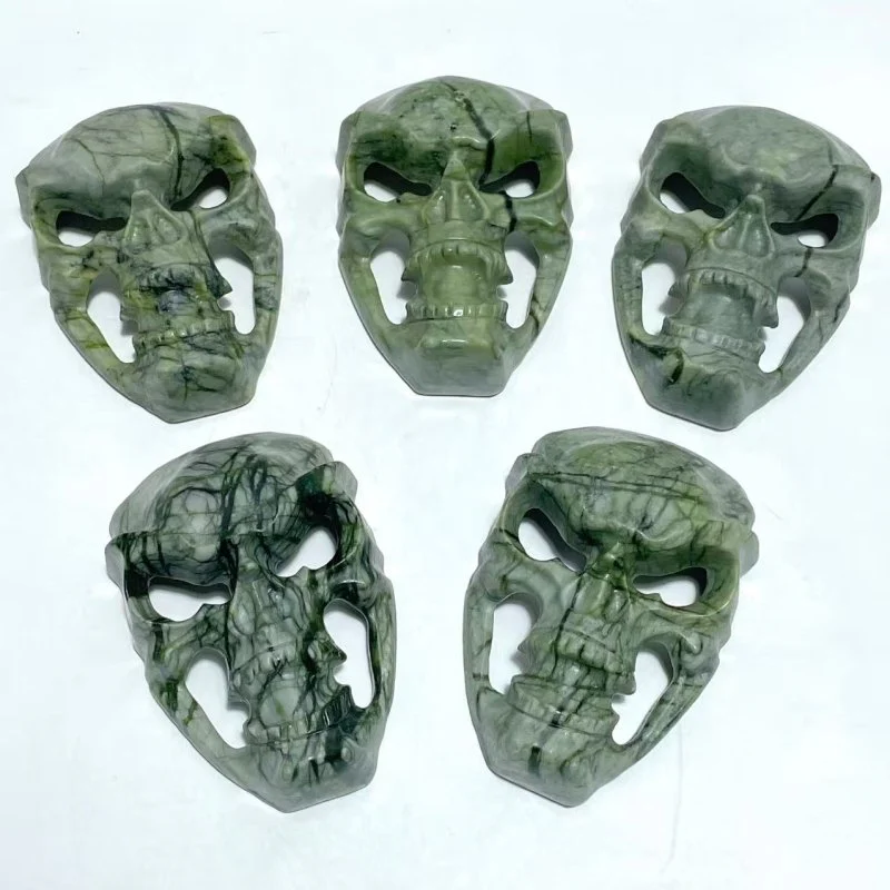 Green Jade Skull Large Mask Carving Wholesale - Image 4