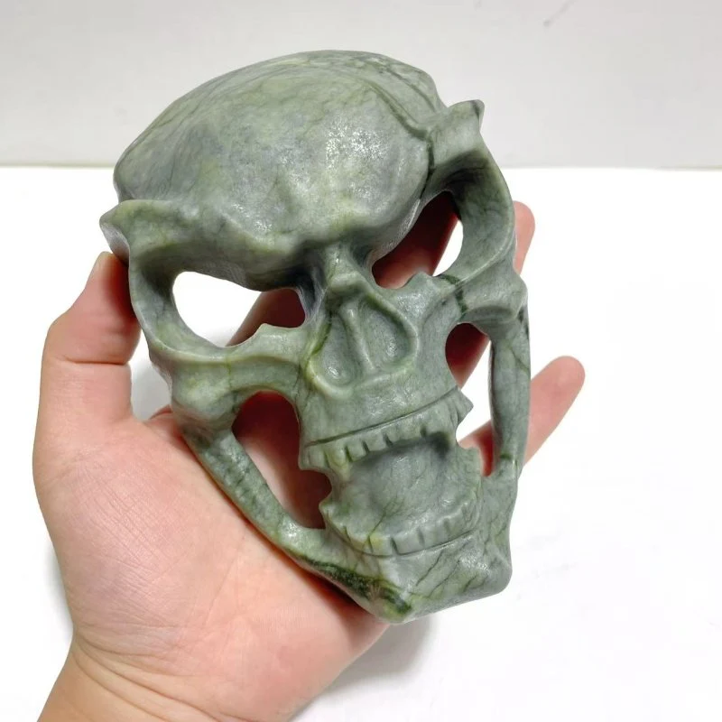Green Jade Skull Large Mask Carving Wholesale - Image 5