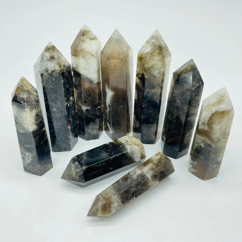 Green Mica Mixed Clear Quartz Tower Points Wholesale - Image 4