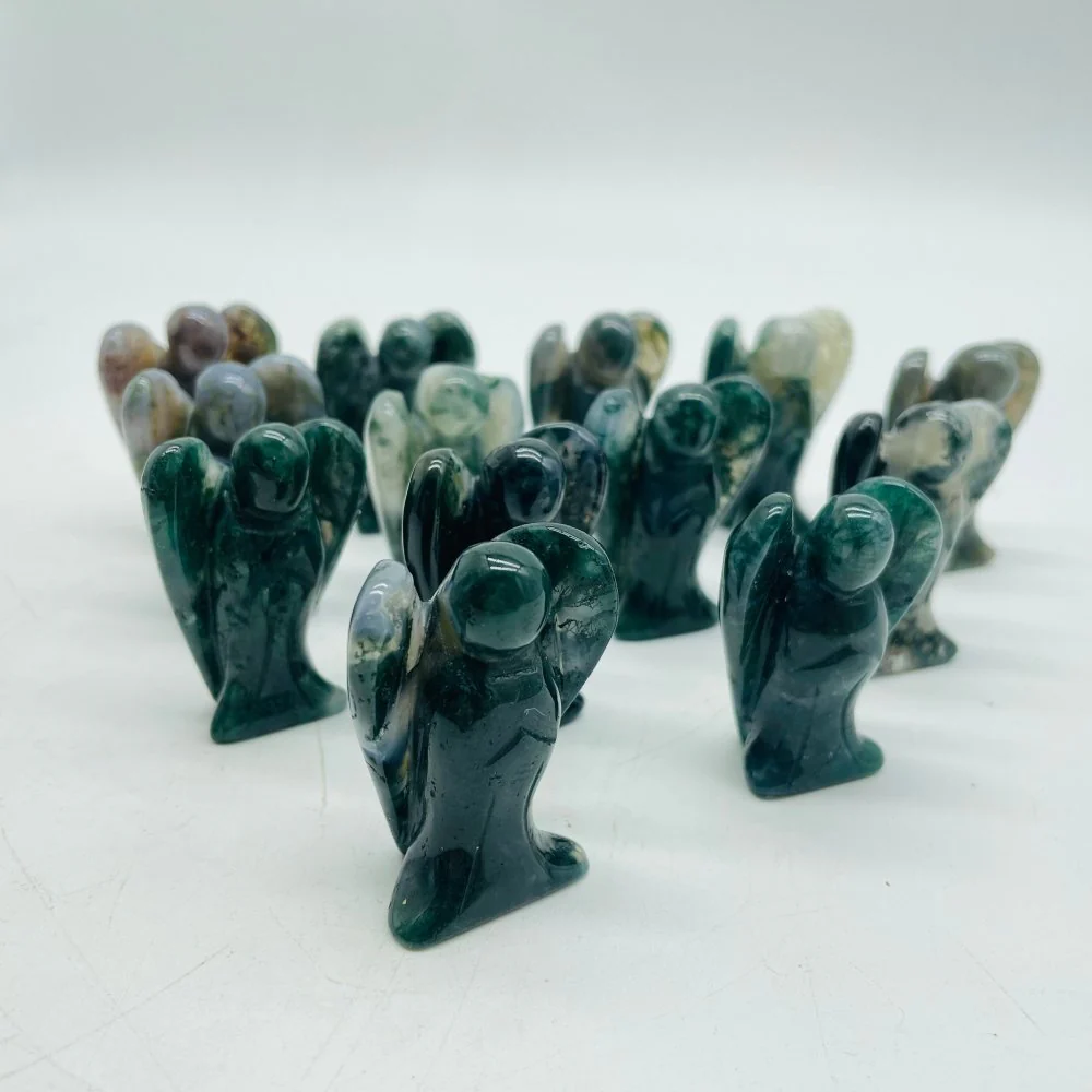 Moss Agate Angel Carving Wholesale - Image 3