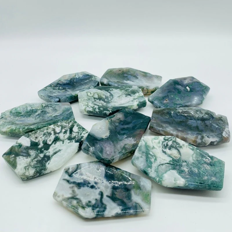 Green Moss Agate Shallow Bowl Coffin Wholesale - Image 4
